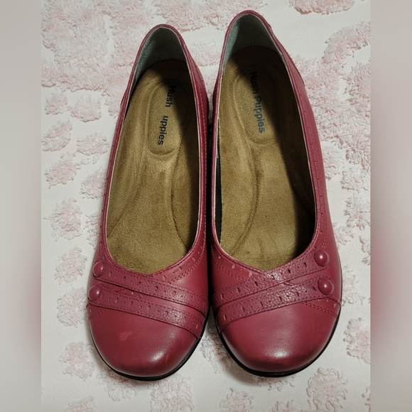 Hush Puppies Burlesque Dark‎ Red Leather Womens size 9W - Picture 1 of 10